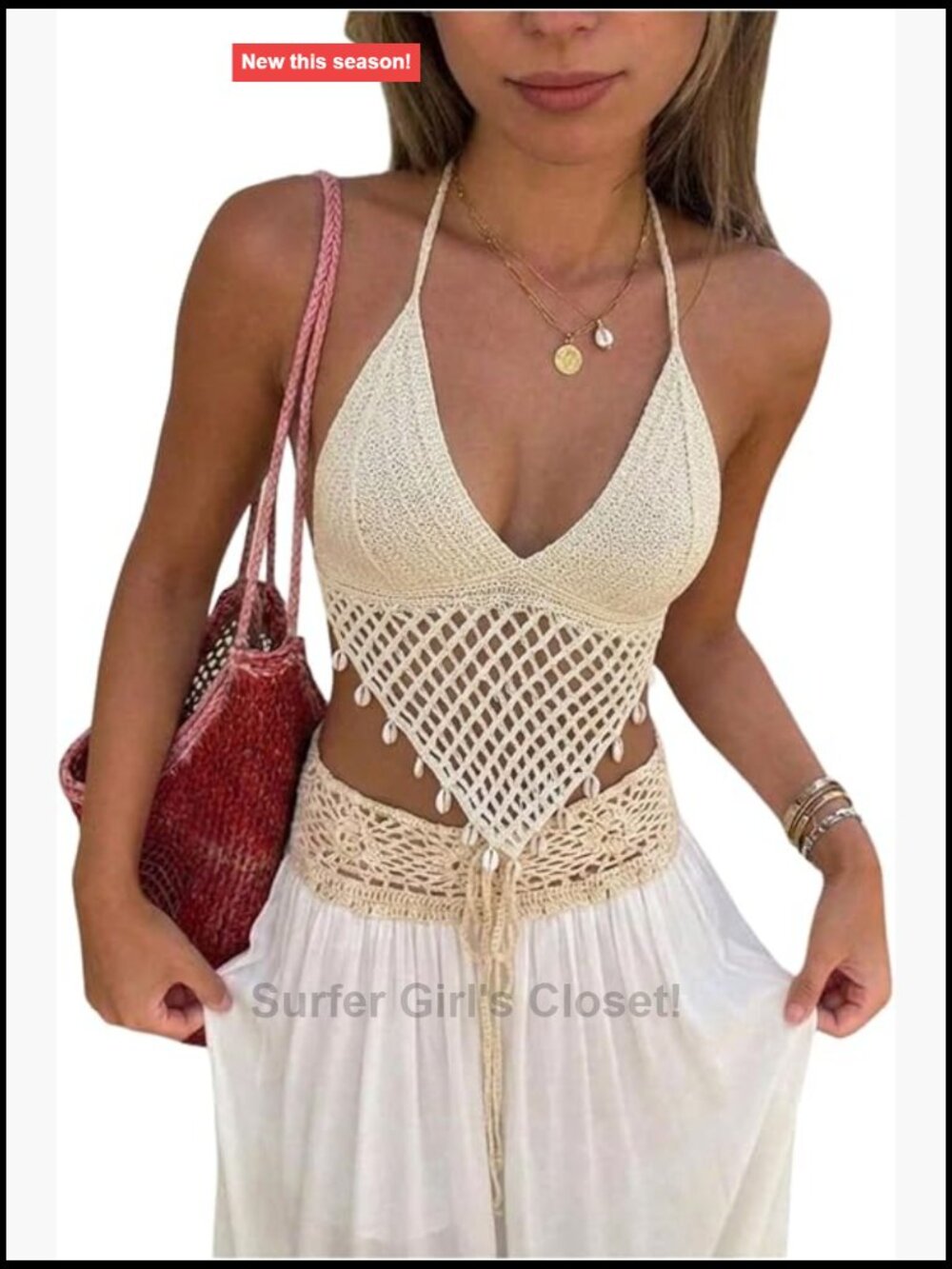 Boho Crochet Halter Tank Top Crop Sleeveless Summer Beach Vacation Tops